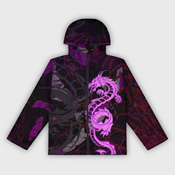 Ветровка с капюшоном женская Неоновый дракон purple dragon, цвет: 3D-черный