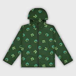 Ветровка с капюшоном женская Minecraft - зеленые лица, цвет: 3D-черный