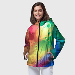 Ветровка с капюшоном женская Свет и пузыри, цвет: 3D-черный — фото 2