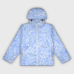 Ветровка с капюшоном женская Абстракция Голубой текстура Зима, цвет: 3D-белый