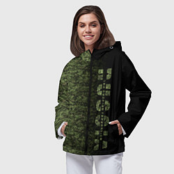 Ветровка с капюшоном женская Камуфляж Russian Federation, цвет: 3D-черный — фото 2