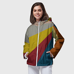 Ветровка с капюшоном женская Разнoцветные линии, цвет: 3D-белый — фото 2