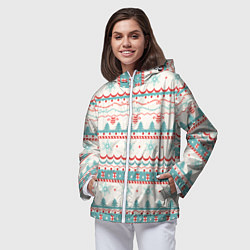 Ветровка с капюшоном женская Новогодний свитер, но без оленей, цвет: 3D-белый — фото 2