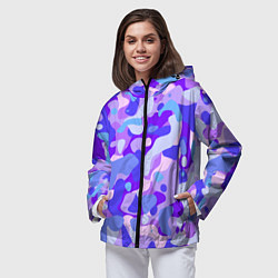 Ветровка с капюшоном женская Ультрафиолетовая абстракция, цвет: 3D-черный — фото 2