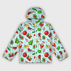 Ветровка с капюшоном женская Новогодний паттерн, цвет: 3D-белый