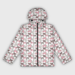 Ветровка с капюшоном женская Маленький зайчики паттерн, цвет: 3D-черный