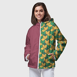 Ветровка с капюшоном женская Гию Томиока клинок рассекающий демонов кимоно, цвет: 3D-белый — фото 2