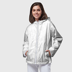 Ветровка с капюшоном женская Белые новогодние снежинки, цвет: 3D-белый — фото 2