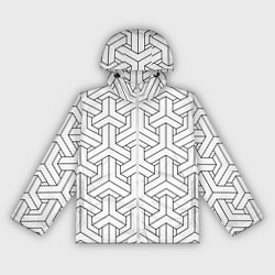 Ветровка с капюшоном женская Мозаичный чёрно-белый паттерн, цвет: 3D-белый