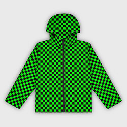 Ветровка с капюшоном женская Зелёная шахматка - паттерн, цвет: 3D-черный