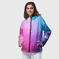 Ветровка с капюшоном женская Звёздное геометрическое небо, цвет: 3D-черный — фото 2
