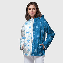 Ветровка с капюшоном женская Красивые снежинки, цвет: 3D-белый — фото 2