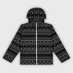 Ветровка с капюшоном женская Черно-белый зимний орнамент Scandinavian winter, цвет: 3D-белый