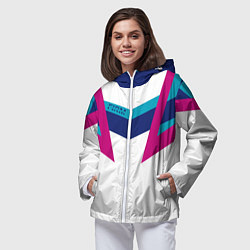 Ветровка с капюшоном женская FIRM белый спортик, цвет: 3D-белый — фото 2