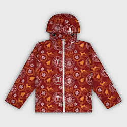 Ветровка с капюшоном женская Новогодние печати, цвет: 3D-белый