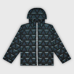 Ветровка с капюшоном женская Тёмно-зелёные треугольники, цвет: 3D-белый
