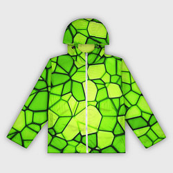 Ветровка с капюшоном женская Неоновые салатовые осколки, цвет: 3D-белый
