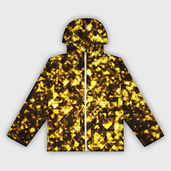 Ветровка с капюшоном женская Золотой узор треугольники на черном фоне, цвет: 3D-белый