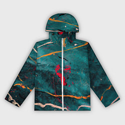 Ветровка с капюшоном женская Сине-зелёный туман и множество красок, цвет: 3D-белый