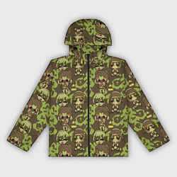 Ветровка с капюшоном женская Чиби аниме камуфляж, цвет: 3D-черный