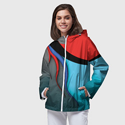 Ветровка с капюшоном женская Разноцветные ручейки, цвет: 3D-белый — фото 2