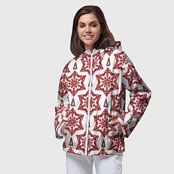 Ветровка с капюшоном женская Треугольник и круглый орнамент, цвет: 3D-белый — фото 2