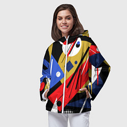 Ветровка с капюшоном женская Абстракция в стиле супрематизм, цвет: 3D-белый — фото 2