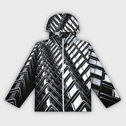 Ветровка с капюшоном женская Карбоновая абстракция грани, цвет: 3D-белый