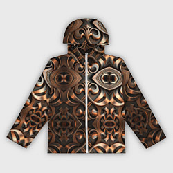 Ветровка с капюшоном женская Золотой узор - паттерн, цвет: 3D-белый