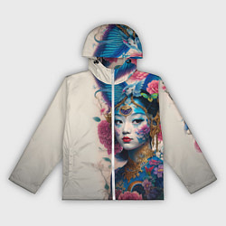Ветровка с капюшоном женская Japan girl - tattoo - art, цвет: 3D-белый