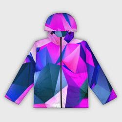 Ветровка с капюшоном женская Neon blue polygons, цвет: 3D-черный