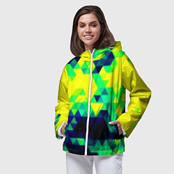 Ветровка с капюшоном женская Yellow green texture, цвет: 3D-белый — фото 2