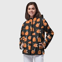 Ветровка с капюшоном женская Chainsaw Man - Почита паттерн, цвет: 3D-черный — фото 2