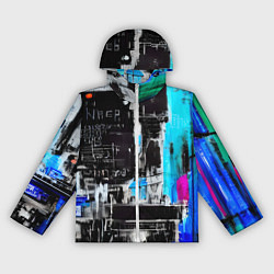 Ветровка с капюшоном женская Абстракция, черно-синие цвета, от нейросети, цвет: 3D-белый