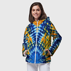 Ветровка с капюшоном женская Tie dye стиль хиппи, цвет: 3D-белый — фото 2