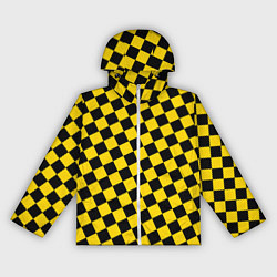 Ветровка с капюшоном женская Черно-желтая мелкая клетка, цвет: 3D-белый