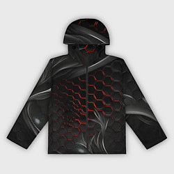 Ветровка с капюшоном женская Плиты с красной сеткой, цвет: 3D-черный