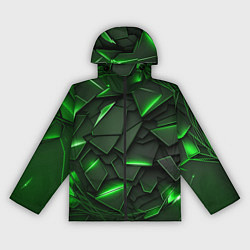 Ветровка с капюшоном женская Зеленые объемные осколки, цвет: 3D-черный