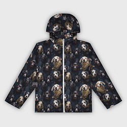 Ветровка с капюшоном женская Паттерн из собак, цвет: 3D-белый