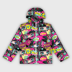 Ветровка с капюшоном женская Глаза аниме-девушки: cool pattern, цвет: 3D-белый