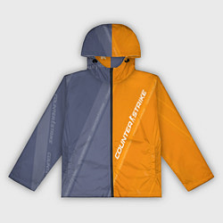 Ветровка с капюшоном женская Counter Strike 2 Blue Orange Pattern, цвет: 3D-черный