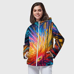 Ветровка с капюшоном женская Абстрактный цветок, цвет: 3D-белый — фото 2