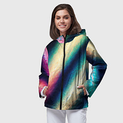 Ветровка с капюшоном женская Абстракция вселенной, цвет: 3D-черный — фото 2