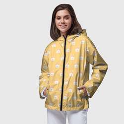 Ветровка с капюшоном женская Кролики паттерн, цвет: 3D-черный — фото 2