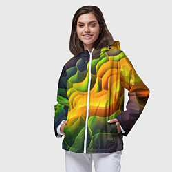 Ветровка с капюшоном женская Радужная объемная поверхность, цвет: 3D-белый — фото 2