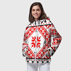 Ветровка с капюшоном женская Удмуртский стиль, цвет: 3D-белый — фото 2