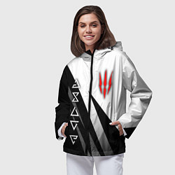 Ветровка с капюшоном женская The witcher - знаки, цвет: 3D-черный — фото 2