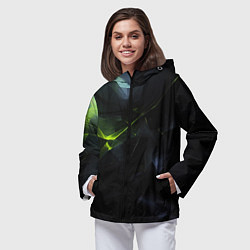 Ветровка с капюшоном женская Black green elements, цвет: 3D-черный — фото 2