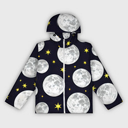 Ветровка с капюшоном женская Космос лун, цвет: 3D-белый
