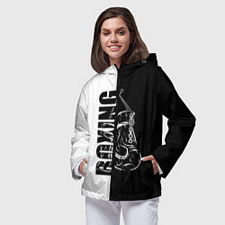 Ветровка с капюшоном женская Boxing чёрно-белое, цвет: 3D-черный — фото 2